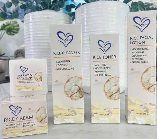 Generic Set Regalo para Mamas Set Coreano de arroz cuidado de la piel Self-Care Juego de 5 productos para el cuidado de la piel de la cara de arroz White