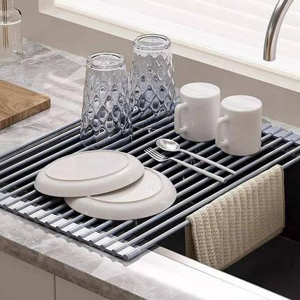 Roll Up Dish Drying Rack | Heat Resistant Silicone & Stainless Steel