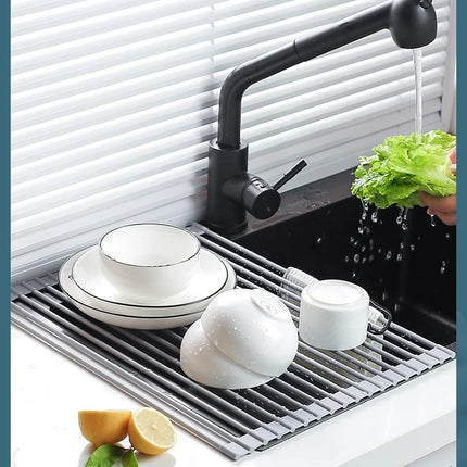 Roll Up Dish Drying Rack | Heat Resistant Silicone & Stainless Steel