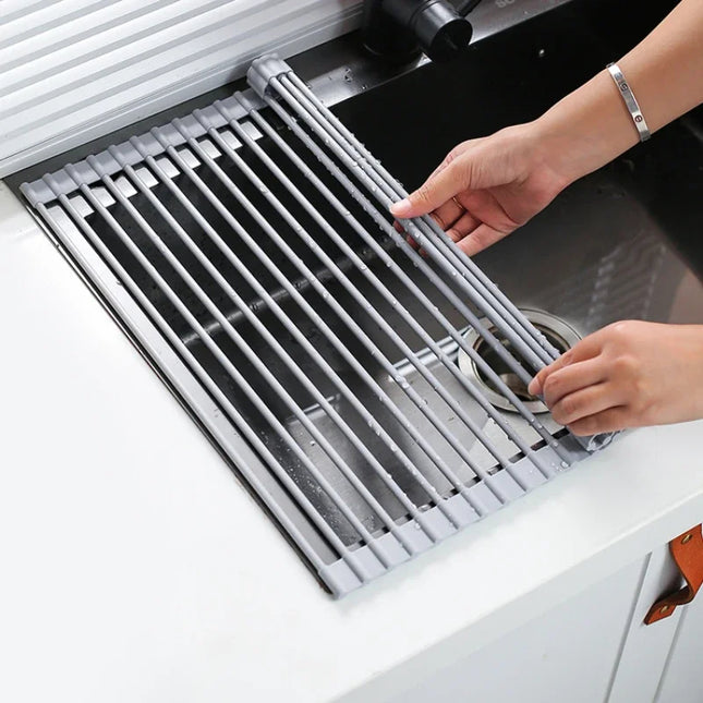 Roll Up Dish Drying Rack | Heat Resistant Silicone & Stainless Steel