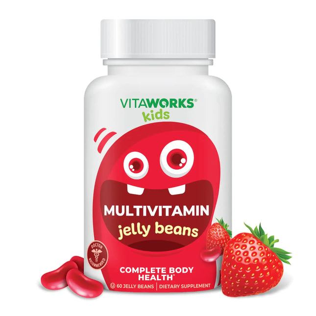 VitaWorks Kids Multivitamin & Minerals Jelly Beans - Tasty Natural Fruit Flavor - Vegetarian GMO-Free Nut Free - Dietary Supplement - Complete Body Health for Children - 60 Jellies