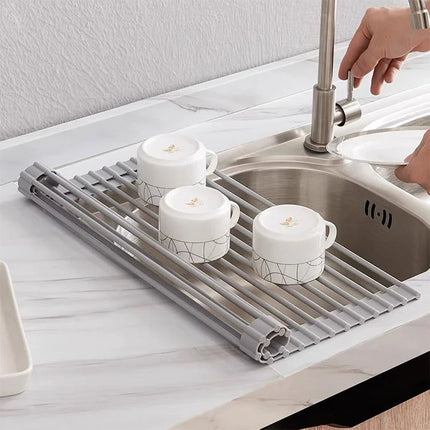 Roll Up Dish Drying Rack | Heat Resistant Silicone & Stainless Steel